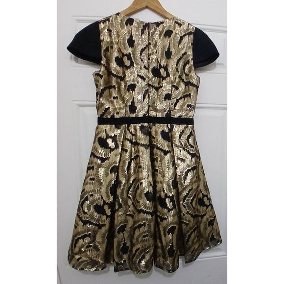 Hunter dixon hunter bell womens size 2 cap sleeve gold black Party Cocktail - Picture 4 of 7